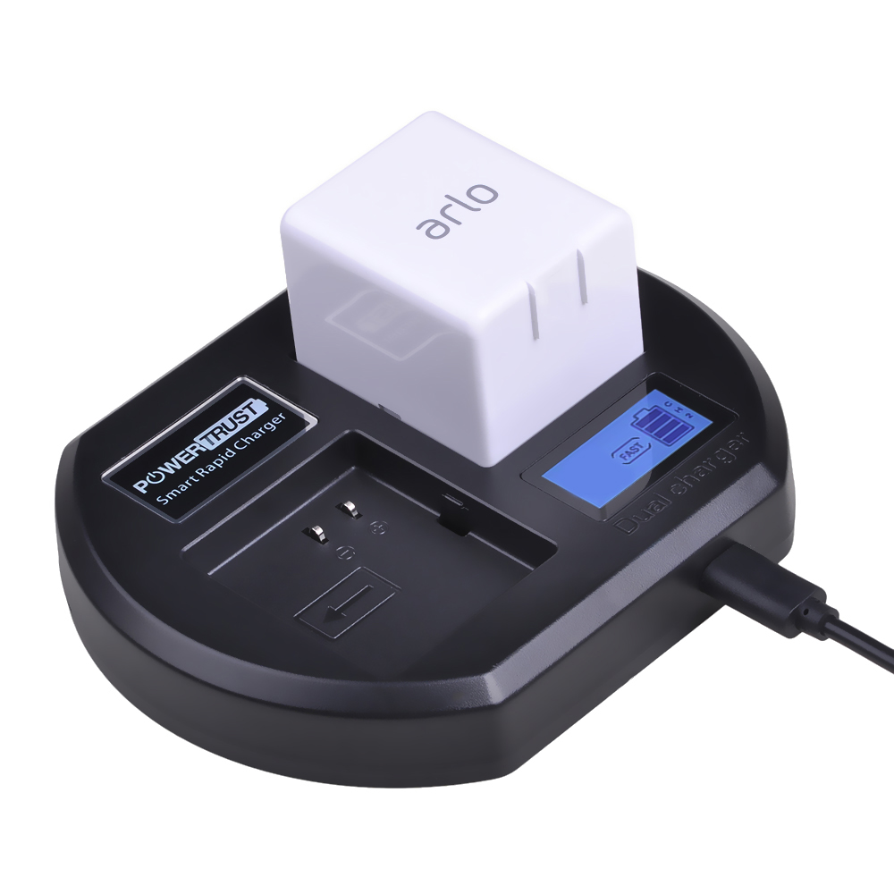 LCD Display USB Dual Charging Station Charger with 2X Silicone Skin for Arlo Pro 2 Arlo Security Light and Arlo Go Battery