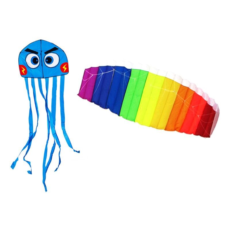 Kinderen volwassenen cartoon blauwe kwallen vlieger lange staart met 100m lijnen regenboog vlieger kinderen buitenactiviteiten leuk speelgoed verjaardag