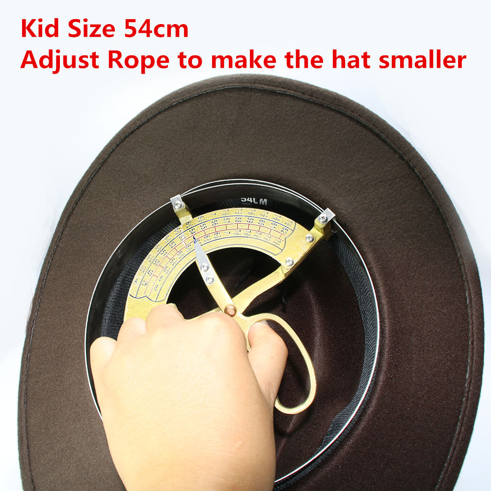 Kvinder mænd/barn barn retro uld cowboy western cowgirl bowlerhat bred skygge fedora kasket kranium læderbånd bånd  (57cm/54cm- juster