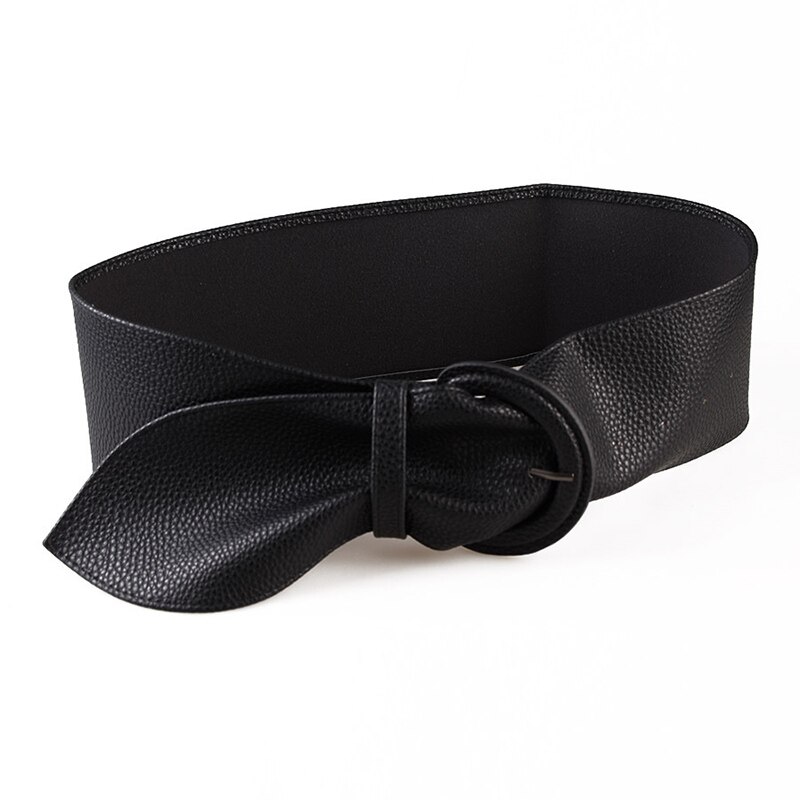 1pc brett bälte pu läder korsett bälte klänningar kappa midjebälte enfärgad nål spänne dekorativ gördel matchande cummerbund: Svart