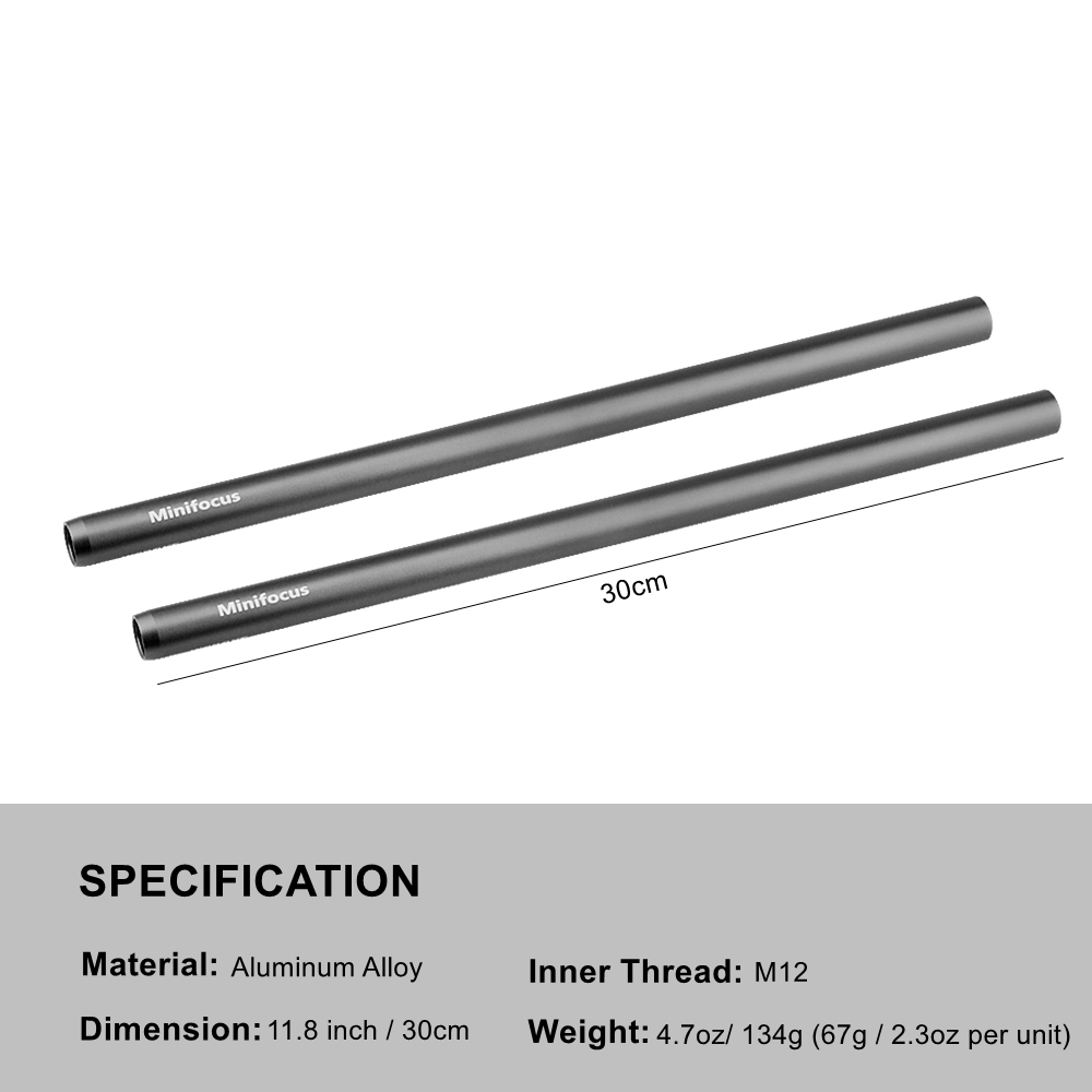 15mm Rod DSLR Camera Rig 15mm Shoulder Rig Video Camera Cage Rail Rod Support System Aluminum Gray Length 6 8 10 12 inch Optiona