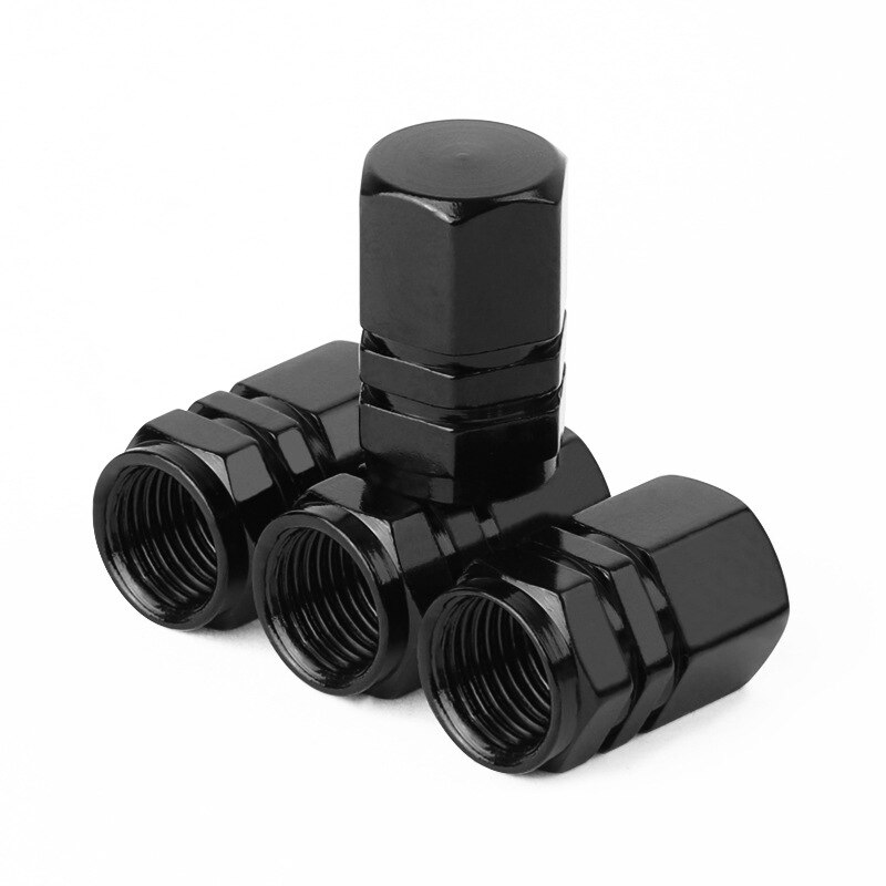 4PCS Aluminum Alloy Schrader Valve Caps Tire Valve Stem Covers for Cars Motorcycles Trucks Bikes Bicycle Accessories: TYPE B - Black