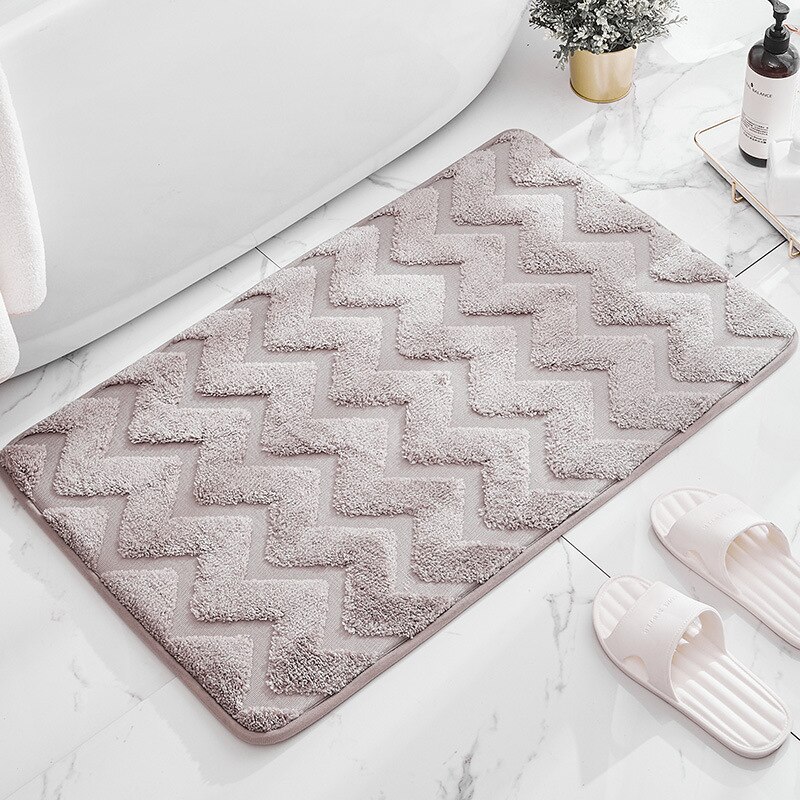 Thick Plush Bath Mats Water Absorbent Soft Shower Bathroom Rug Non-slip Shower Floor Mat Streak Entrance Door Mat Grey: bath mat-gary / 40x60cm