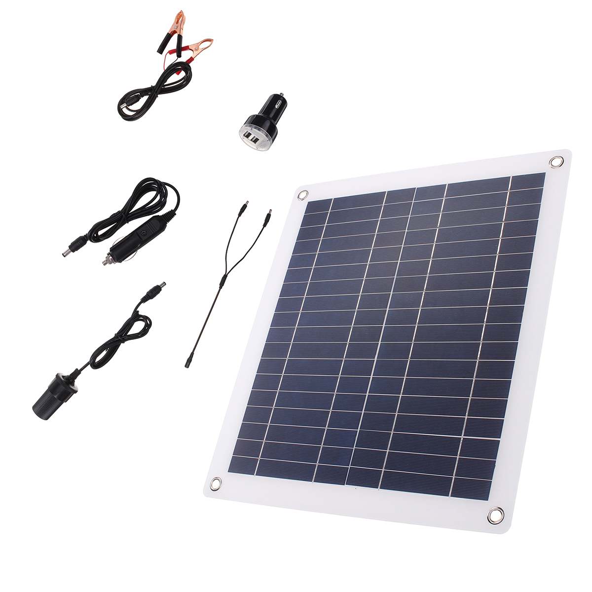 Painel solar duplo 18v 75w com dupla saída usb, células fotovoltaicas de 10/20/30 com controlador para carro carregador de bateria de barco para iate