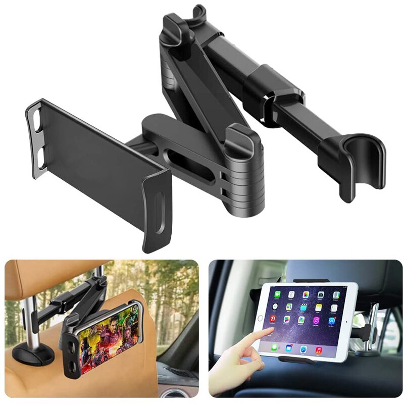 Soporte para Tablet y coche para Ipad 2/3/4 Air Pro de 7 a 11 pulgadas, soporte Universal para GPS, soporte para asiento trasero, montaje para coche con rotación de 360: 001 Black