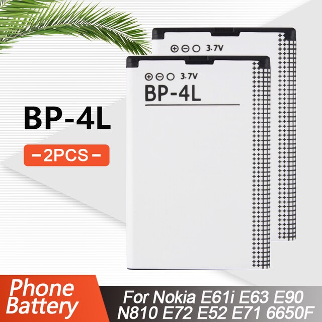 1500mAh BP-4L BP4L BP 4L Replacement Phone Battery For Nokia E61i E63 E90 E95 E71 6650 6760 N97 N810 E72 E52 Lihtium Battery: 2PCS