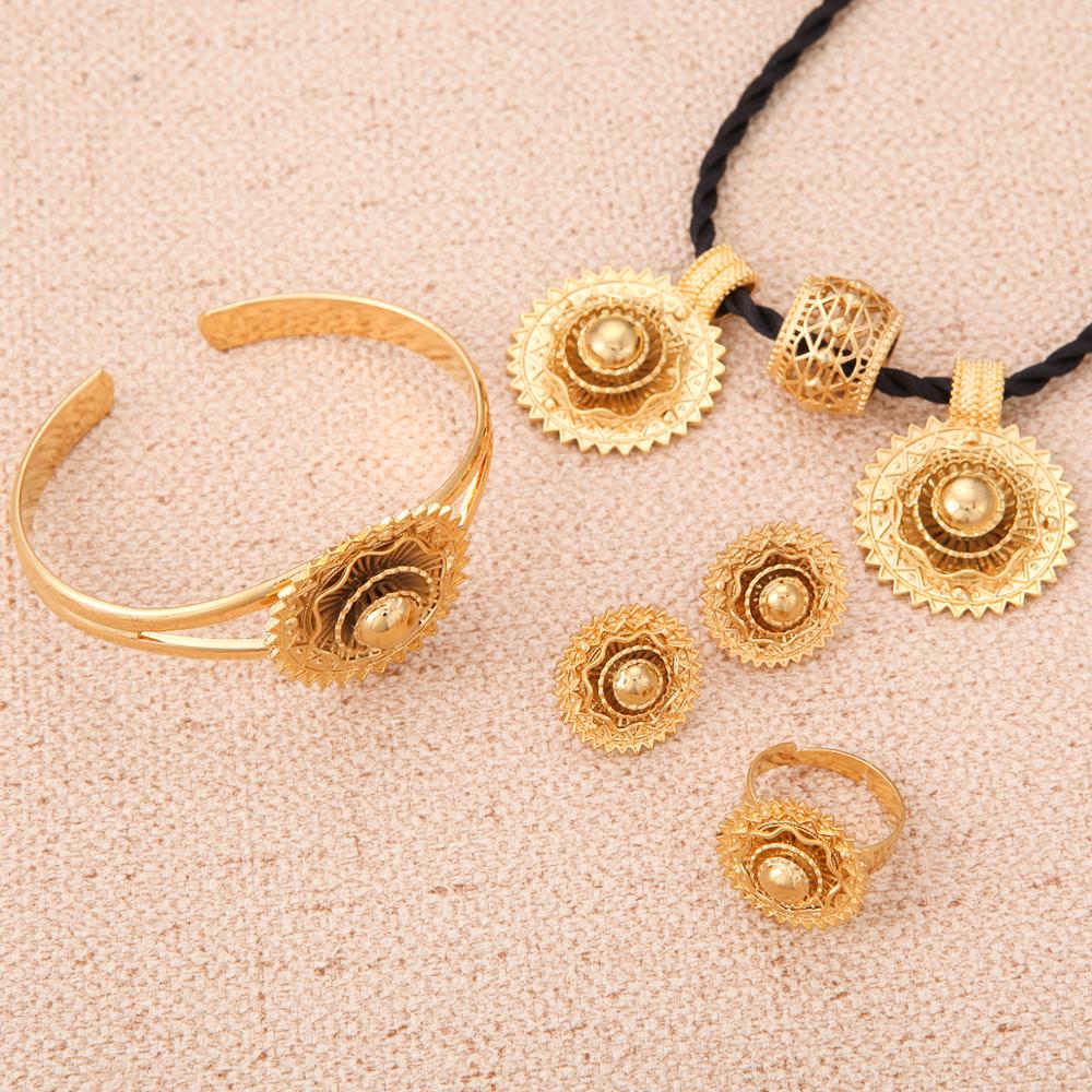 Ethiopian Eritrean Jewelry Set 6pc - Gold Plated Traditional African Wedding Jewelry