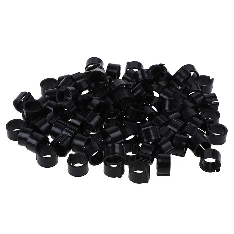 100 stk / parti indre diameter 8mm duer ben fjerkræ due fugle papegøje klip ringe: Sort