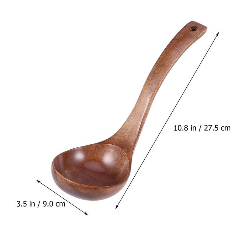 Healthy Wooden Long Handle Soup Ladle Cooking Spoons Kitchen Utensils 28cm