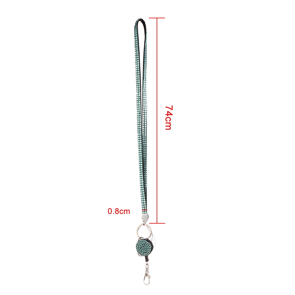 ID Card Holder Neck Strap Rhinestone Retractable Reel Necklace Hanging Rope Lanyard Lightweight