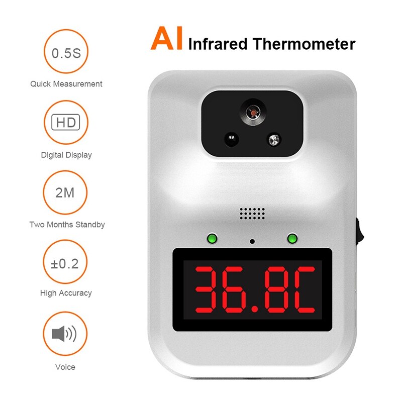 K3- plus wandgemonteerde infraroodthermometer met digitaal display, contactloos - statiefbevestiging