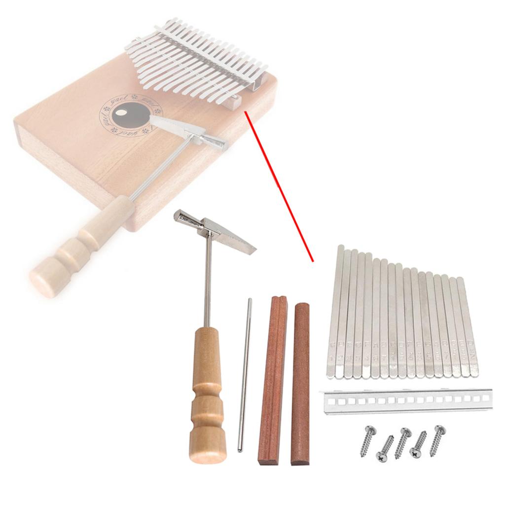 17 Keys Kalimba DIY Keys&Bridge&Tuning Hammer Kit Thumb Piano Accessories