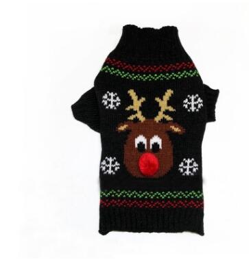 Jule kæledyr tøj rød næse hjorte kæledyr sweater lille medium og stor hund sweater: Sort / Xs