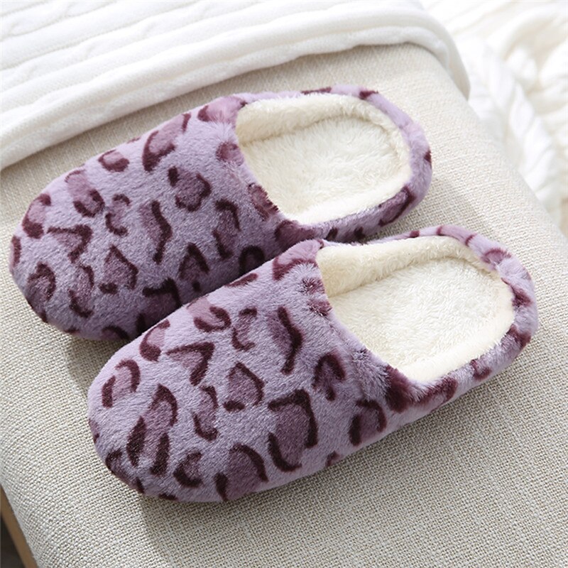 Leopard Soft Bottom Home Slippers Cotton Warm Shoes Women Indoor Floor Slippers Non-slips Shoes For Bedroom House Woman Slippers