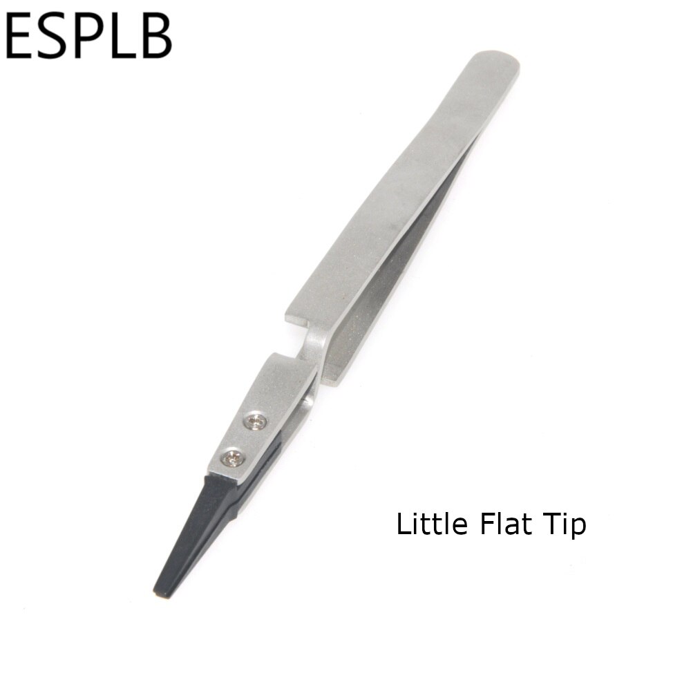 Płaska/prosta/zakrzywiona plastikowa końcówka odwrotna pinceta uchwyt ze stali nierdzewnej srebrno-czarna najnowsza pinceta: Little Flat Tip