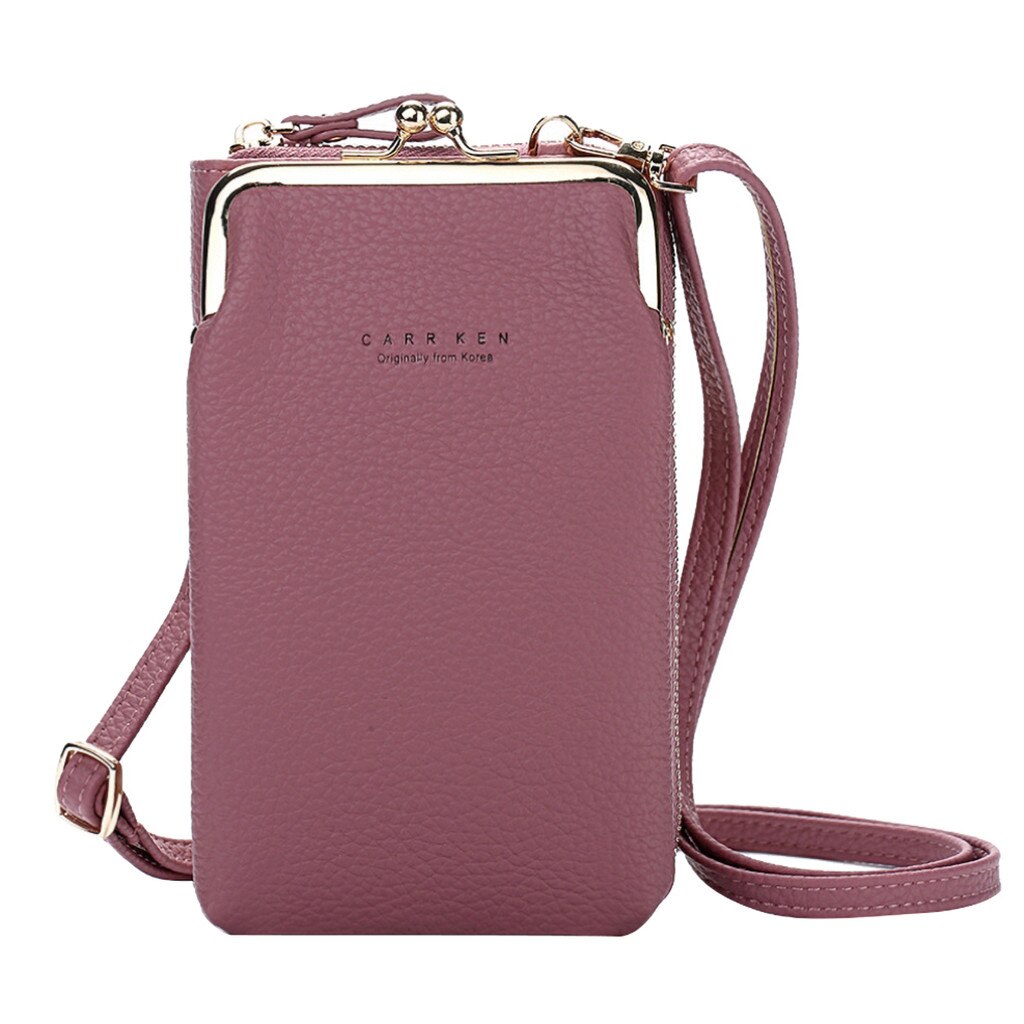 PU Large Capacity Cellphone Bag Female Daily Use Shoulder Bags Women Leather Card Crossbody Messenger Bag Ladies Purse: Purple