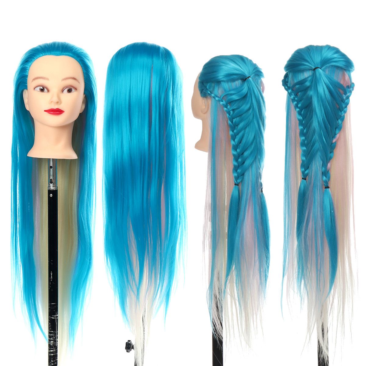 70cm Training Head For Salon Hairdressing Mannequin Dolls Hairstyles Styling Head With Clamp Can Be Curled Hair