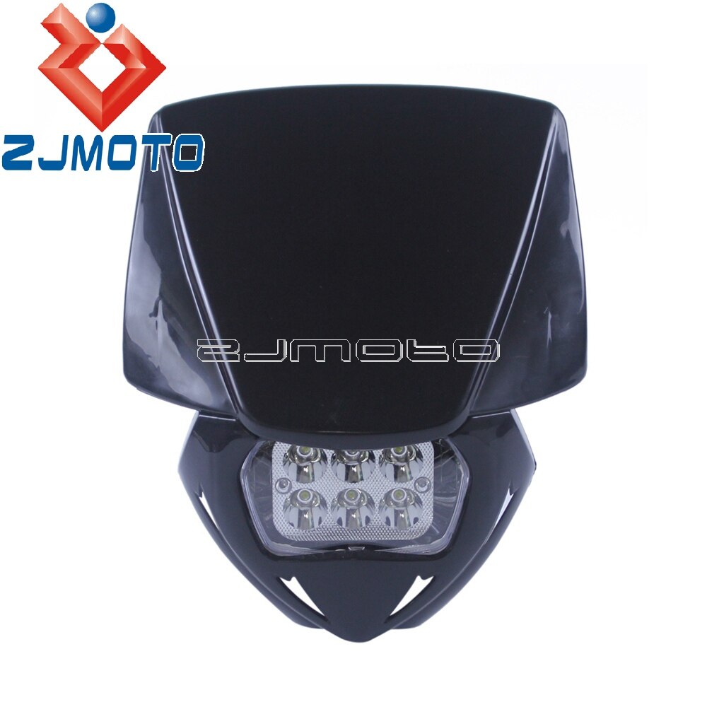 Ensemble universel de phare LED de vélo de saleté pour Yamaha Suzuki YZ YZF WR TT DR RM MX Enduro Supermoto masque de carénage de phare bleu: Black