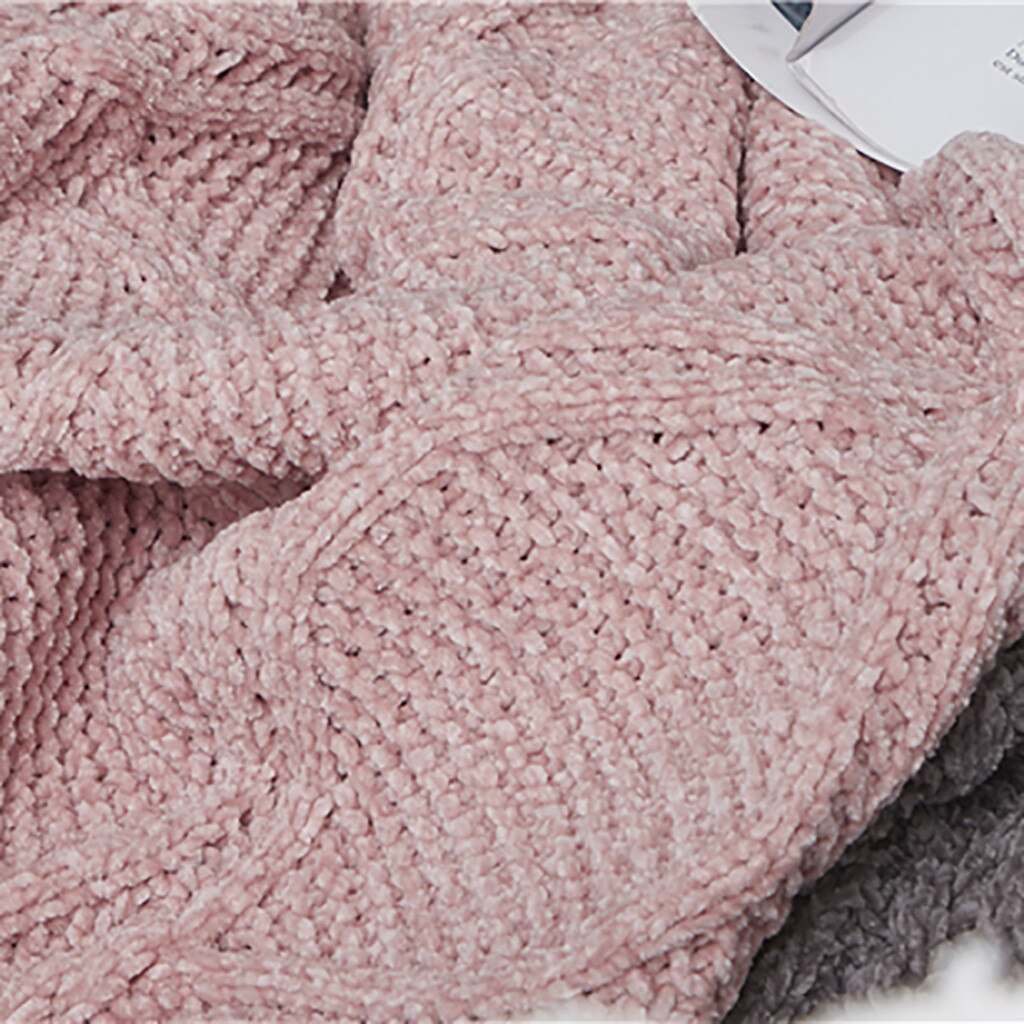 Best selling producten Pom Pom Gooi Deken Knit Gooi Dekens met Pompom Fringe Zachte Pluche ondersteuning: Roze