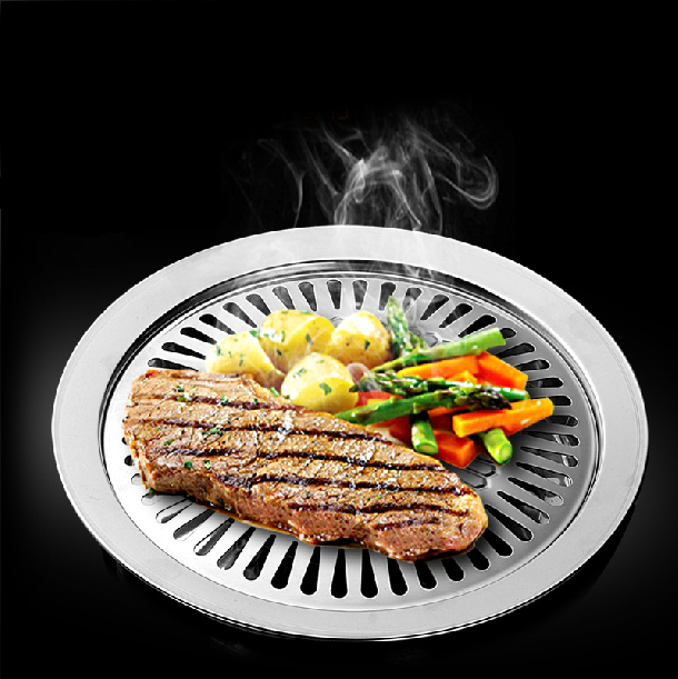 Non-stick gasgrill rostfritt stål för grill bbq tallrik hälsosam rökfri rostning utomhus matlagningsverktyg
