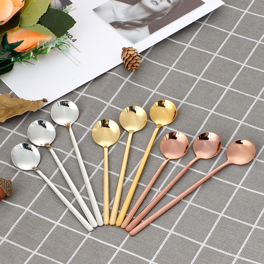 304 Rvs Espresso Lepels Voor Koffie Suiker Dessert Cake Ijs Soep Antipasto Cappuccino Set Van 4 Goud Zilver
