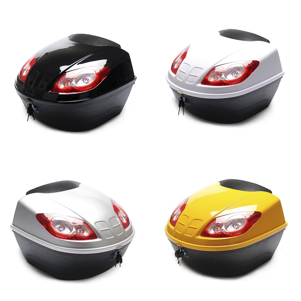 1 stk universal e-sykkel bakboks motorsykkel topp hard veske hjelm oppbevaring boks hale boks bagasje koffert med reflekterende lampe