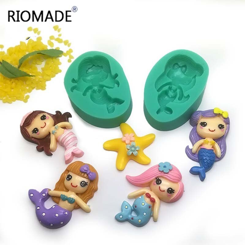 Mermaid Fondant Mallen Cake Decorating Gereedschap Sea Star Siliconen Mal Chocolade Cupcake Dessert Voor Polymeer Klei Bakvorm