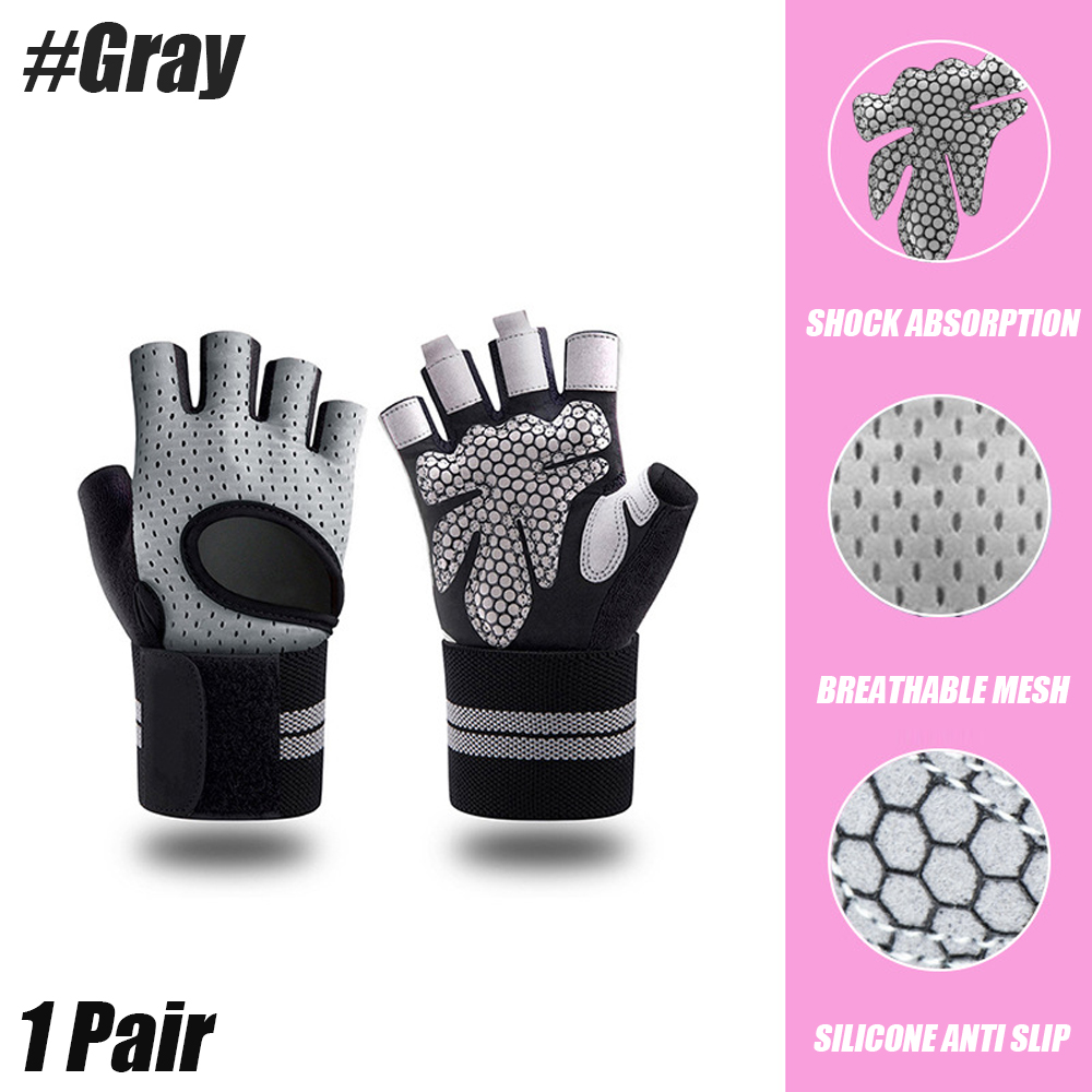 Guantes antideslizantes con mancuernas para hombre y mujer, Protector de muñeca para levantamiento de pesas, Crossfit, culturismo, entrenamiento deportivo, gimnasio, 1 par: Gris / Pequeño