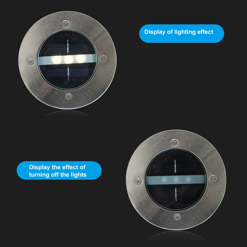 3LED Deck Lights Waterproof Solar Buried Lamp Aluminum Casting Lawn Lamps for Outdoor Garden Pathway Decor Underground Spotlight