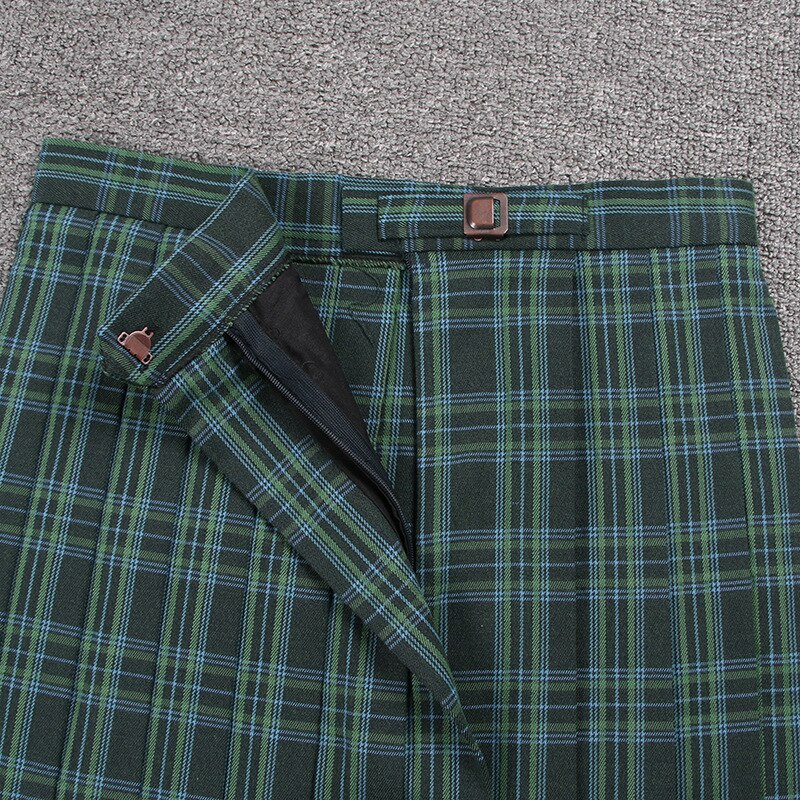 Verde azul cuadrícula uniforme escolar Falda plisada algodón estilo universal Mini cortos de colegio faldas