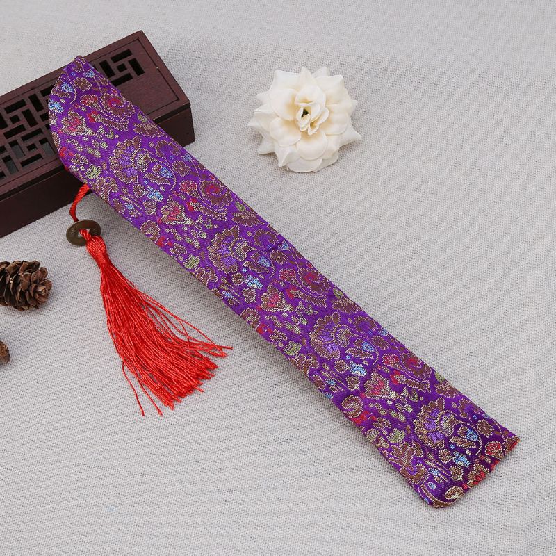 Retro Stijl Zijde Vouwen Chinese Hand Fan Tas Met Kwastje Stofdicht Houder Protector Pouch Case Cover Voor Party Festival