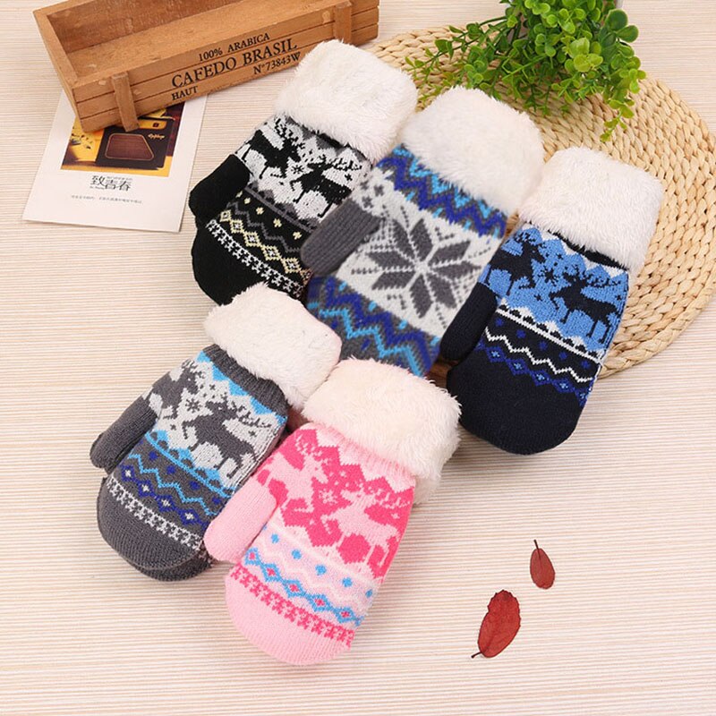 Algodão de pelúcia pele do bebê inverno luvas quentes crianças luvas para meninos meninas dedo cheio luvas natal veados