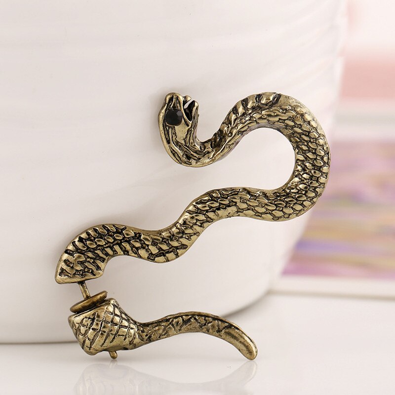 LUKENI2pz/quantità giacche dell'orecchino del polsino dell'orecchio lungo del serpente punk dei monili liberi di modo di trasporto 2017 per le donne e gli uomini EJ008: marrone