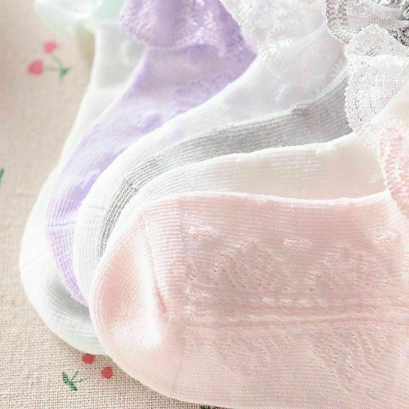 Kid Meisje Schattige Kant Ruche Sokken Peuter Baby Meisjes Lace Ruffle Stroken Enkelsokken Prinses Anti Slip Tutu sokken