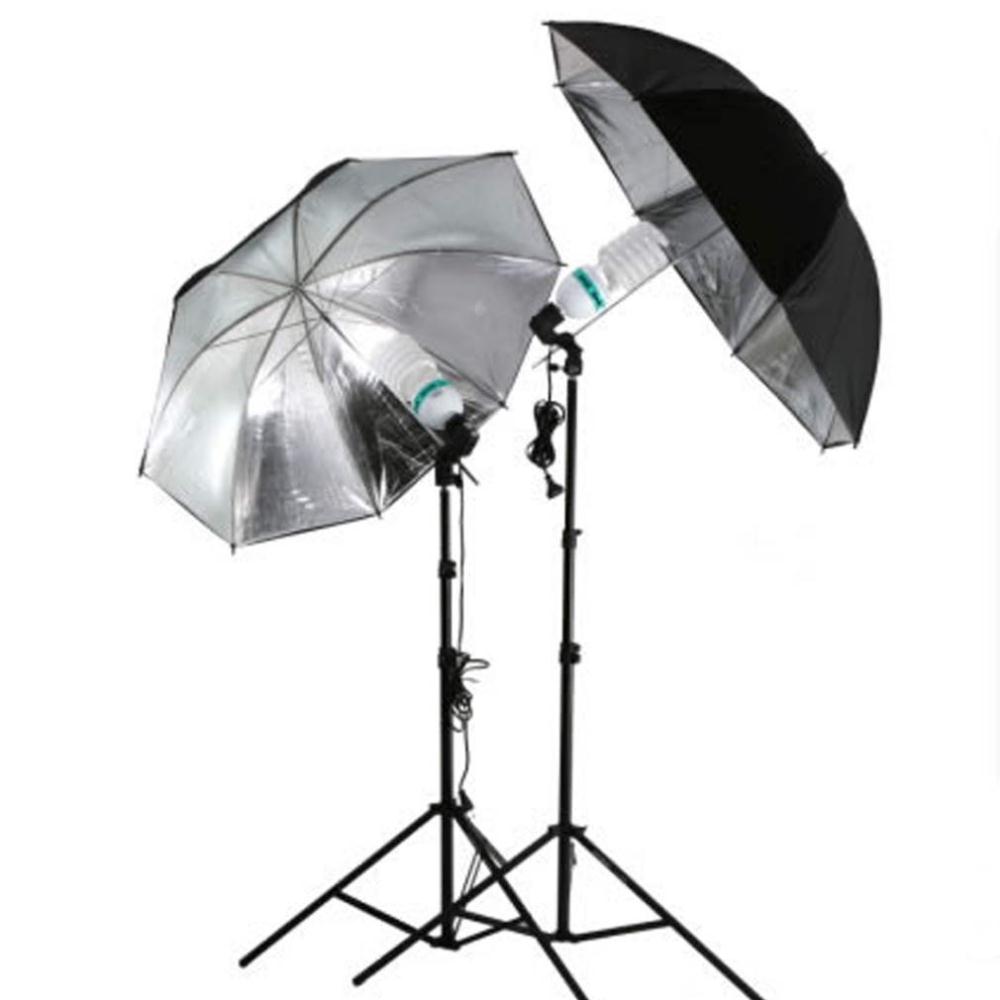 83cm 33" Photo Studio Flash Light Grained Black Silver Umbrella Reflective Reflector