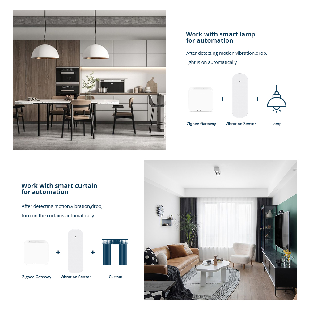 Zemismart Zigbee Wireless Smart Vibration Sensor Sicherheit Schutz Echt-Zeit Alarm SmartLife SmartThing Control Home Erkennung