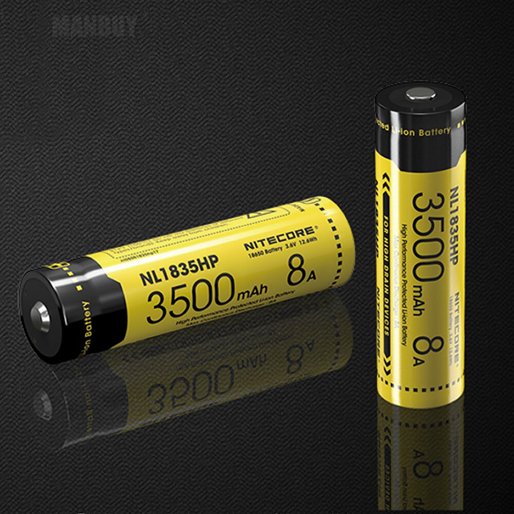 Nitecore NL1835HP 18650 3500mAh 3.6V 12.6Wh 8A High Performance Protected Li-ion Button Top Battery High Drain Devices