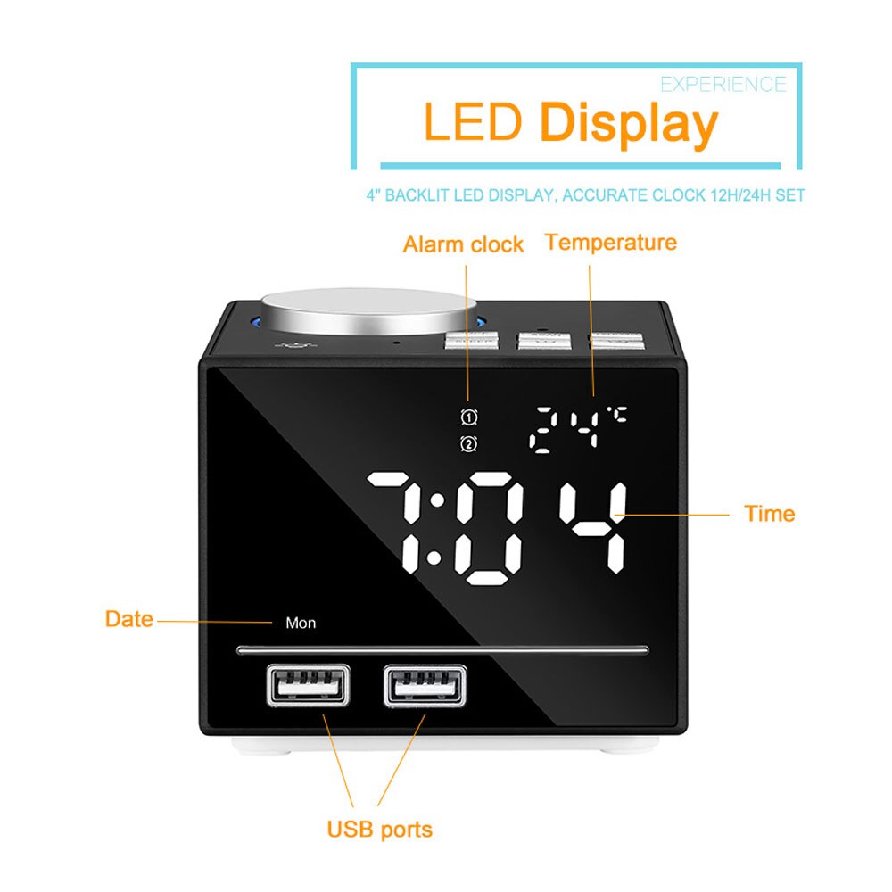 USB Charging and Speakerphone Digital LED Alarm Clock Bluetooth Radio Bluetooth Color Changing Alarm Clock FM Radio
