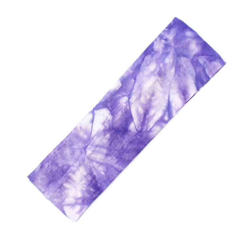 Geebro Women's Tie Dye Elastic Headband Summer Cotton Soft Stretch Turban Headband For Girls Flat Hair Bands Hair Accessory: Purple