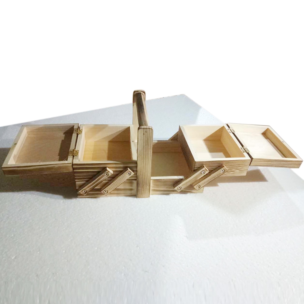 Vrijdragende Thuis Cosmetische Case Grote Capaciteit Met Handvat Houten Naaidoos Shabby Organizer Multi Layer Opslag Reizen Vintage