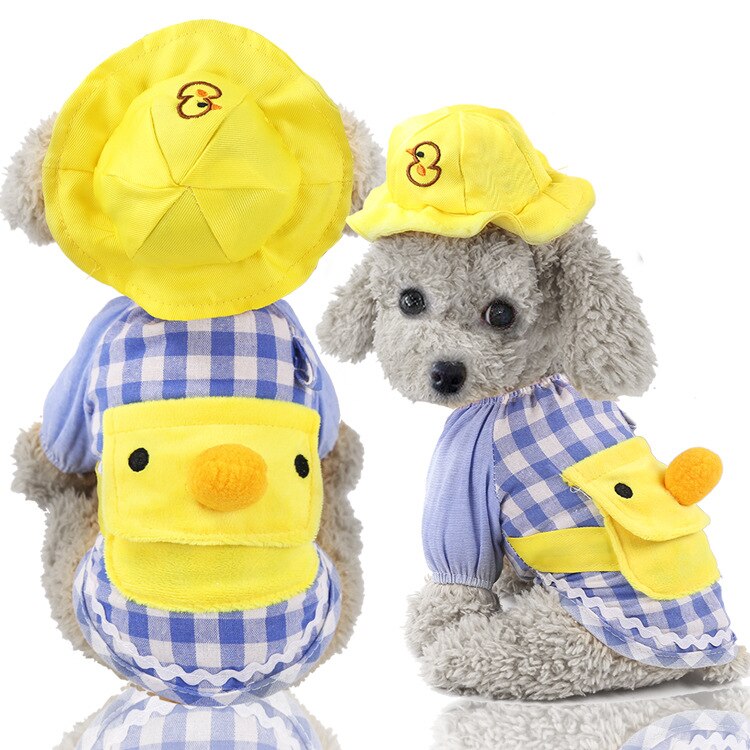 cute duck duck hat dog clothes cartoon backpack pet clothes small dog shirt chihuahua pet coat Yorkshire pet clothes