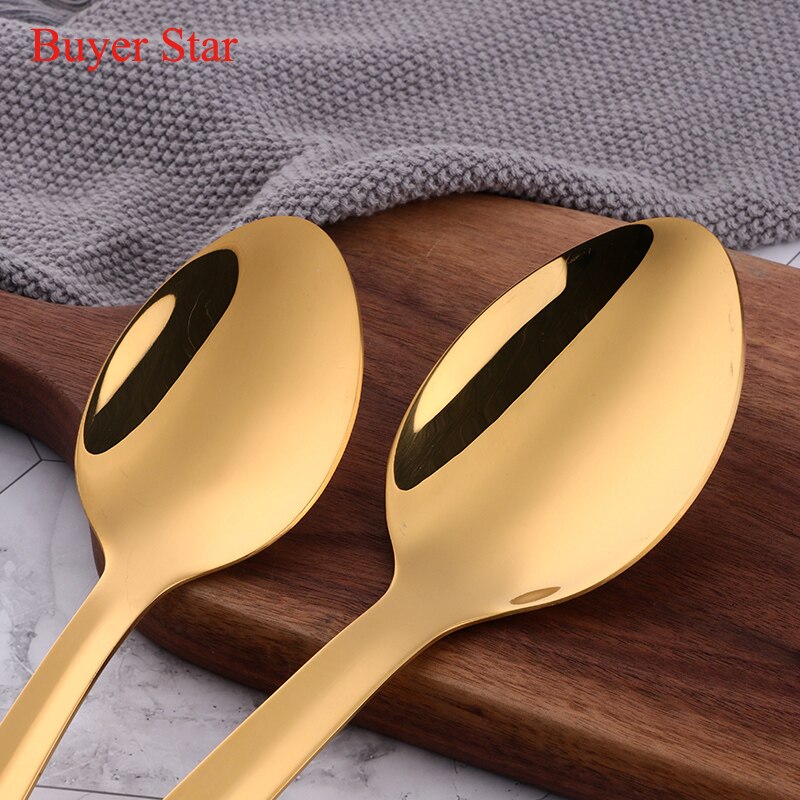 Gold Cooking Tools Set Stainless steel Soup Ladle Spatula Metal kitchenware Colander Rice Spoon Cake Shovel cookware