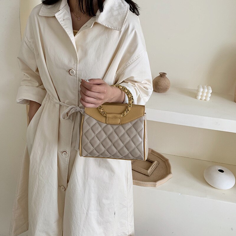 Early Autumn Loop Totes Tide Texture Diamond Lattice Style Big Capacity Single Shoulder crossbody bags for women