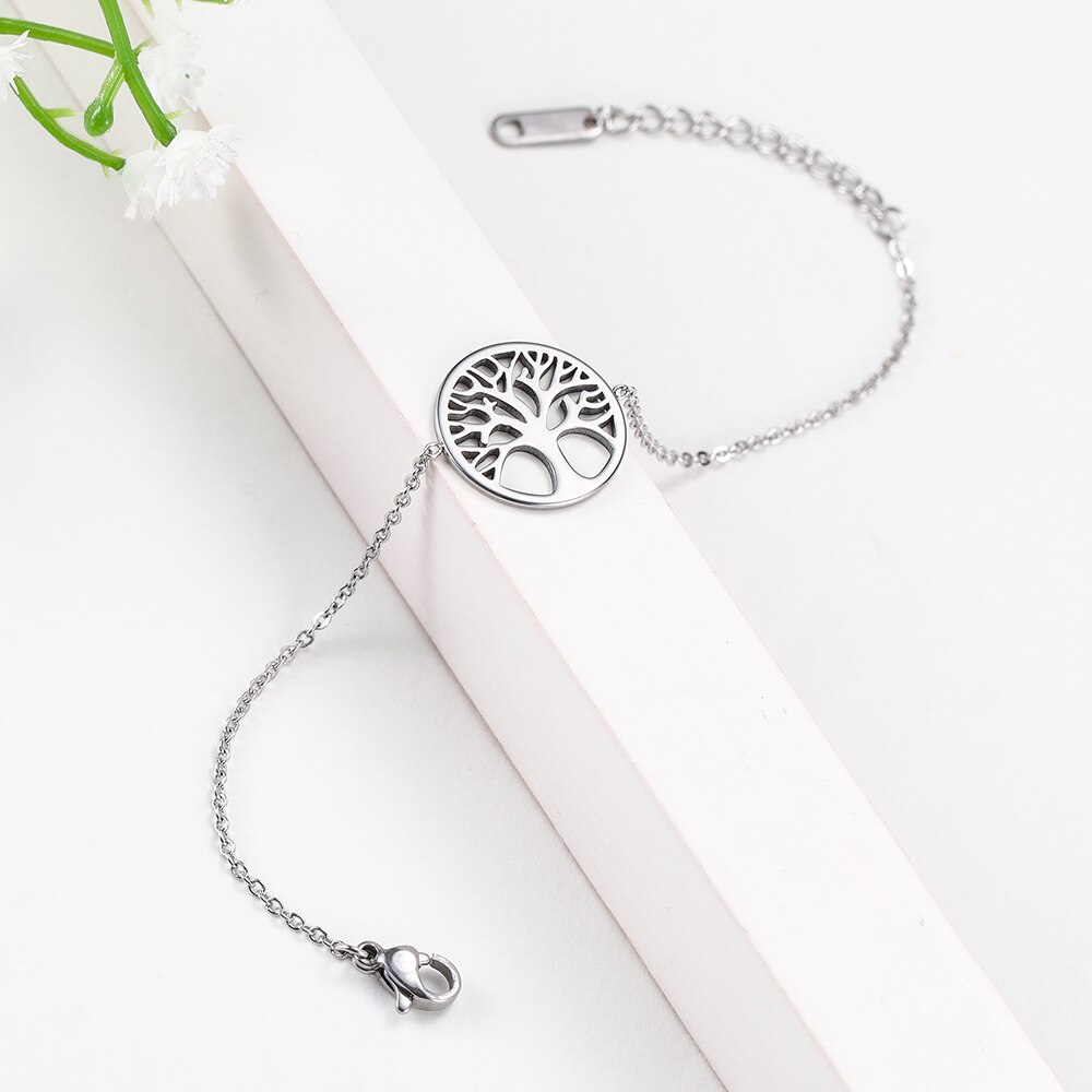 Skyrim Tree of Life Charm Bracelet Viking Stainless Steel Adjustable Chain Link Bracelets Pulsera Jewelry for Women Girl