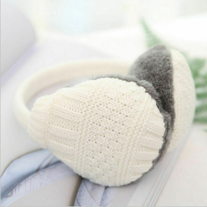 Sweet Girls Women Winter Solid Color Warm Knitted Plush Casual Earmuffs Ear Warmers Ear Muffs Earlap