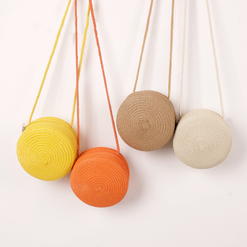 minimalistisch ische Stroh tasche Runde Crossbody-Geldbörse Frauen Schulter Berufung Stil Handtasche