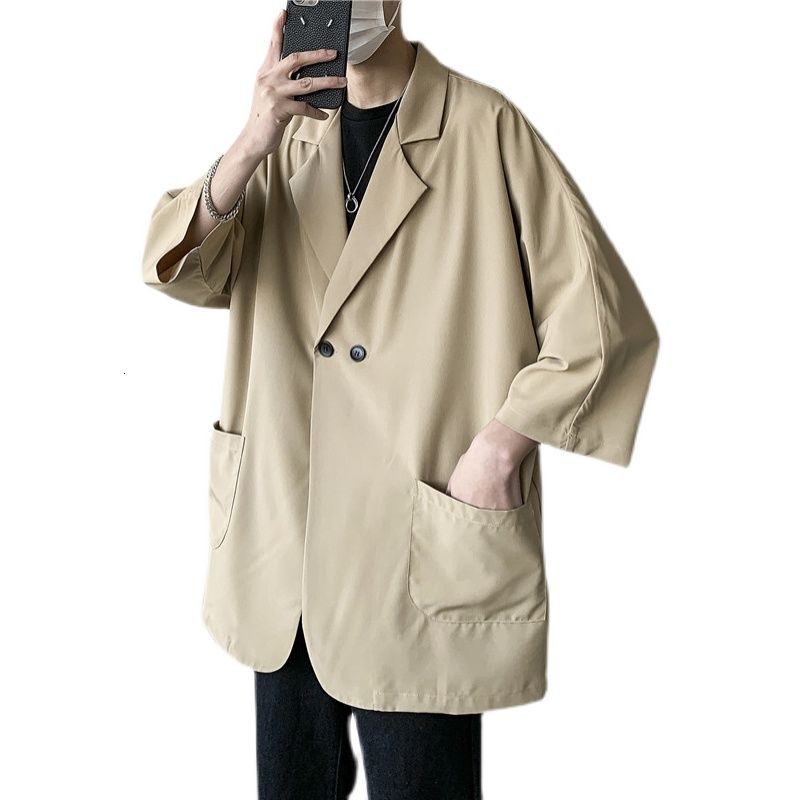 Solid Color Formal Suits Men Korean Loose Business Casual Suits Men's Social Breathable Short-sleeved Suit Jacket Men