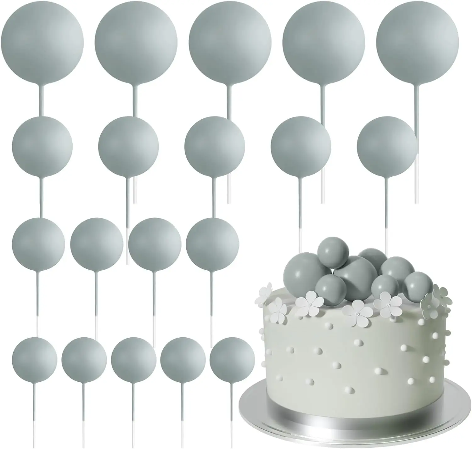 Décorations de décoration de gâteau mini ballon 20 pièces avec pics de boules d'or-décor de gâteau festif pour les célébrations: plum