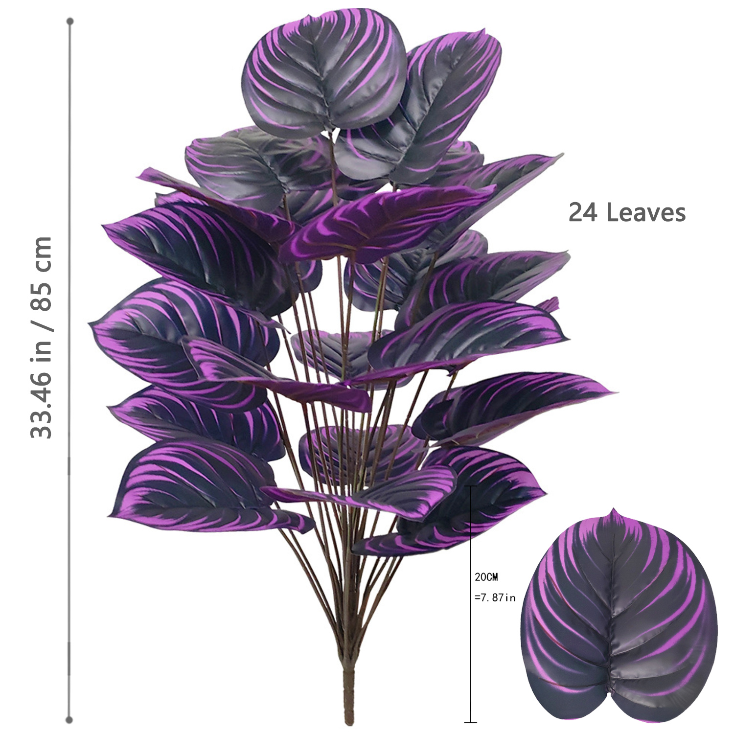 56-85cm kunstige lilla friske taro-akasie gule hjertegrønne eføy-skilpaddeblader til dekorasjon av hjem, hage, kontor: Dyp safir