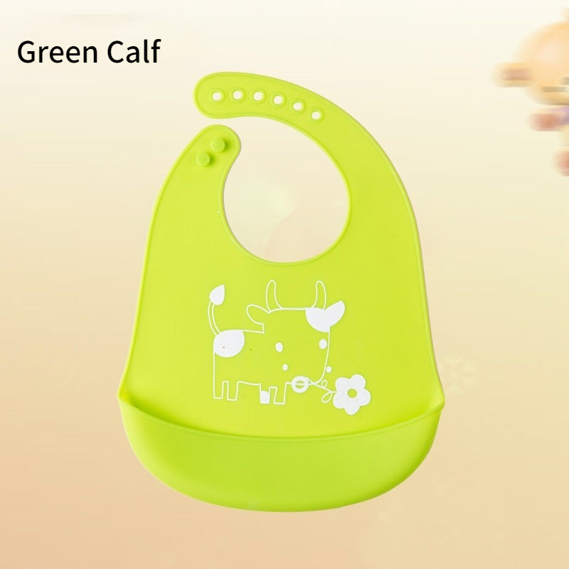 Baberos ajustables de silicona para bebé, babero de grado alimenticio suave y cómodo a prueba de aceite, impermeable, toalla de Saliva, almuerzo, alimentación: Verde